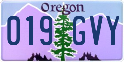 OR license plate 019GVY