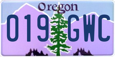 OR license plate 019GWC
