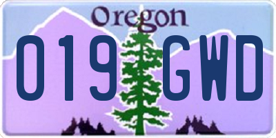 OR license plate 019GWD