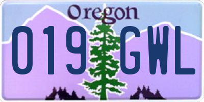 OR license plate 019GWL