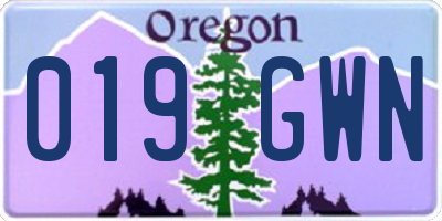 OR license plate 019GWN