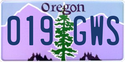 OR license plate 019GWS