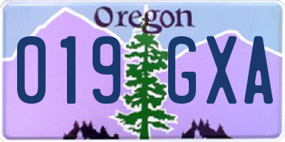 OR license plate 019GXA
