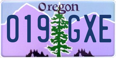 OR license plate 019GXE
