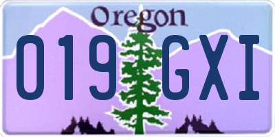 OR license plate 019GXI