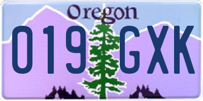 OR license plate 019GXK