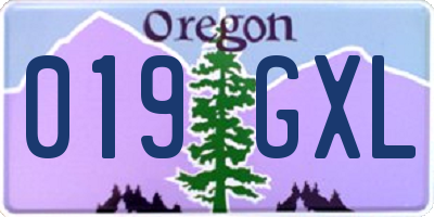 OR license plate 019GXL