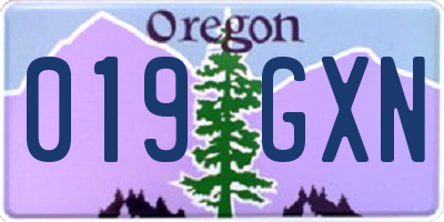 OR license plate 019GXN