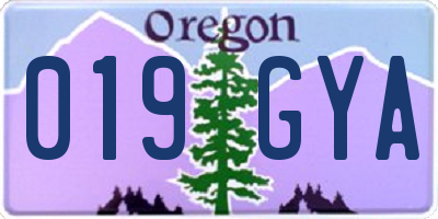 OR license plate 019GYA
