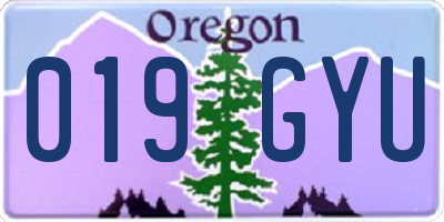 OR license plate 019GYU