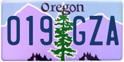 OR license plate 019GZA