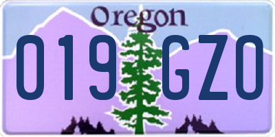 OR license plate 019GZO