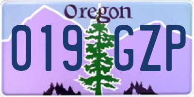 OR license plate 019GZP