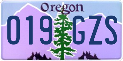 OR license plate 019GZS