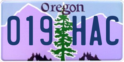 OR license plate 019HAC