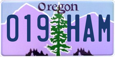 OR license plate 019HAM
