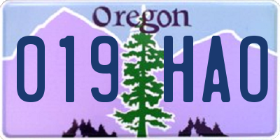 OR license plate 019HAO