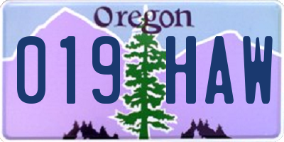 OR license plate 019HAW