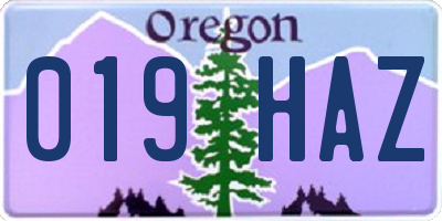 OR license plate 019HAZ