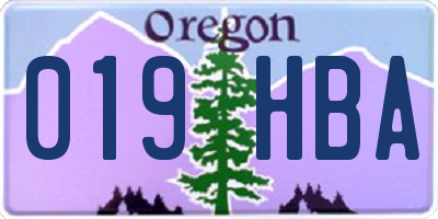 OR license plate 019HBA