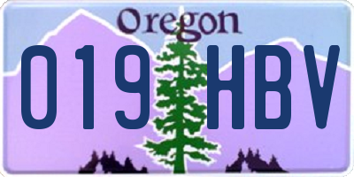 OR license plate 019HBV