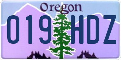OR license plate 019HDZ