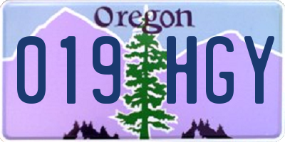 OR license plate 019HGY