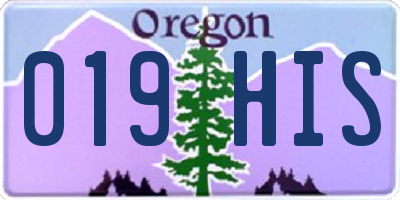 OR license plate 019HIS