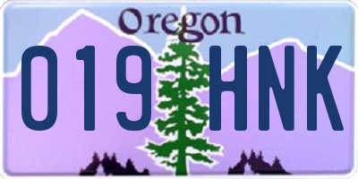 OR license plate 019HNK