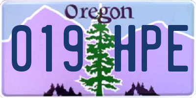 OR license plate 019HPE