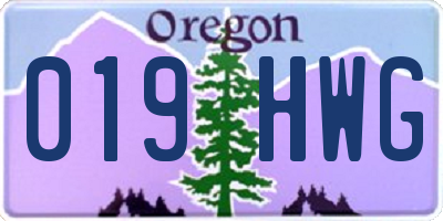 OR license plate 019HWG
