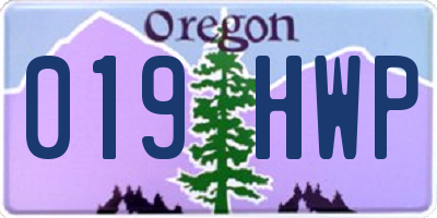 OR license plate 019HWP