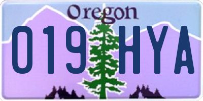OR license plate 019HYA