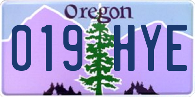 OR license plate 019HYE