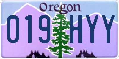 OR license plate 019HYY