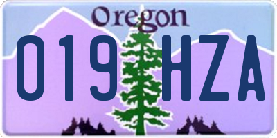 OR license plate 019HZA