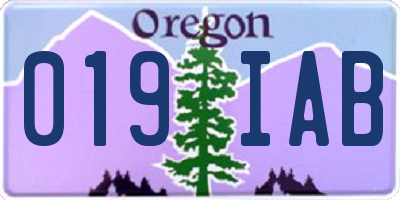 OR license plate 019IAB