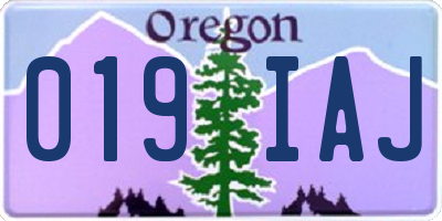 OR license plate 019IAJ