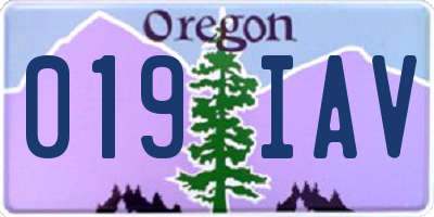 OR license plate 019IAV