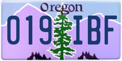 OR license plate 019IBF