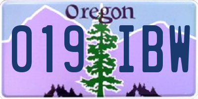 OR license plate 019IBW