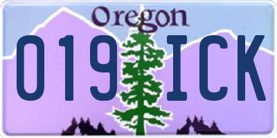 OR license plate 019ICK