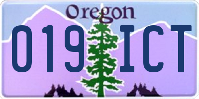 OR license plate 019ICT