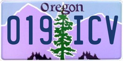 OR license plate 019ICV
