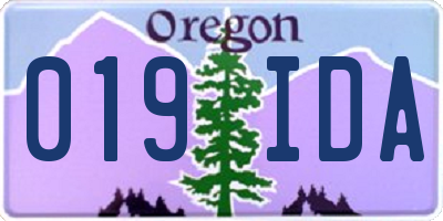 OR license plate 019IDA