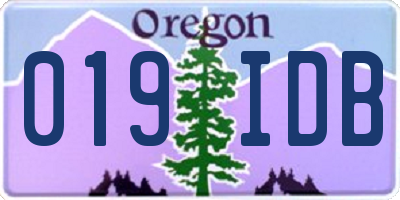 OR license plate 019IDB