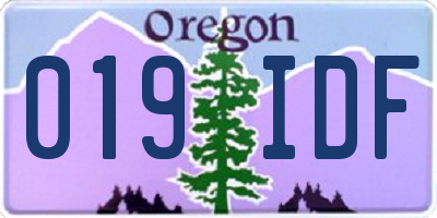 OR license plate 019IDF