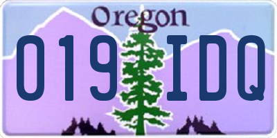 OR license plate 019IDQ