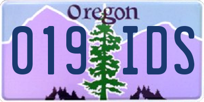 OR license plate 019IDS