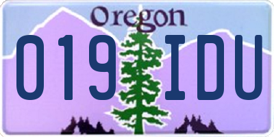 OR license plate 019IDU